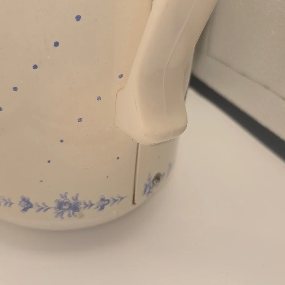 Vintage Nikko Ceramics Thermal Carafe Blue Floral Polka Dot Insulated Pitcher